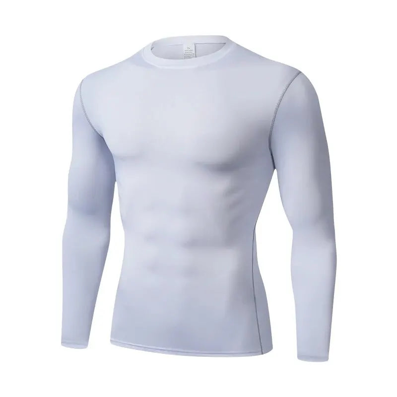 2024 Men's Long Sleeved Sports T-Shirt With High Elasticity And Quick Drying Solid Color Long Sleeves