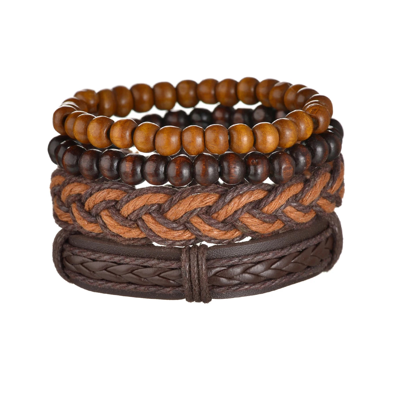 MeMolissa 3/4Pcs/ Set Braided Wrap Leather Bracelet for Men Vintage Life Tree Guitar Wood Beads Fashion Male Bracelets Wristband