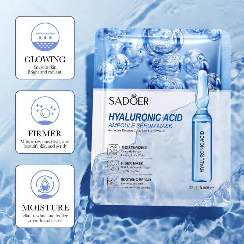 10pcs SAODER Hyaluronic Acid Facial Masks Face skincare Firming Hydrating Moisturizing Face Mask Facial Skin Care Products