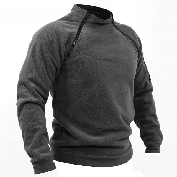 Mens Streetwear Military Sweatshirt Fleece Winter Zipper Pullover Fashion Men's Solid Color Loose Lamb Thick Jacket Men Clothing