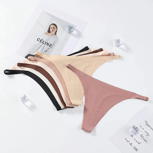 2024 Seamless Panties Ice Silk Seamless Panties For Women Soft Thin Thongs Woman Satin Underwear Female Bikini String Panties