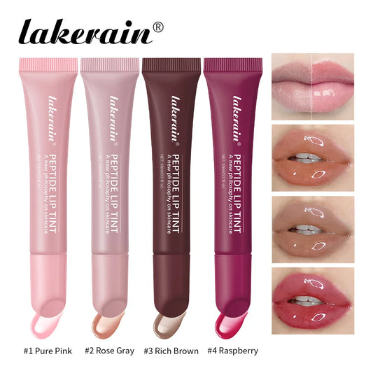 Lakerain 4-color Polypeptide Tinted Lip Balm Moisturizing Long-lasting Hydrating Water Gloss dewy and glossy mirror lip make up